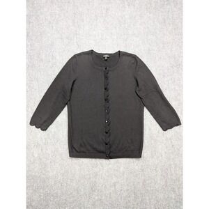 Talbots Cardigan Womens Small Scalloped Trim Minimalist Career Preppy Timeless‎